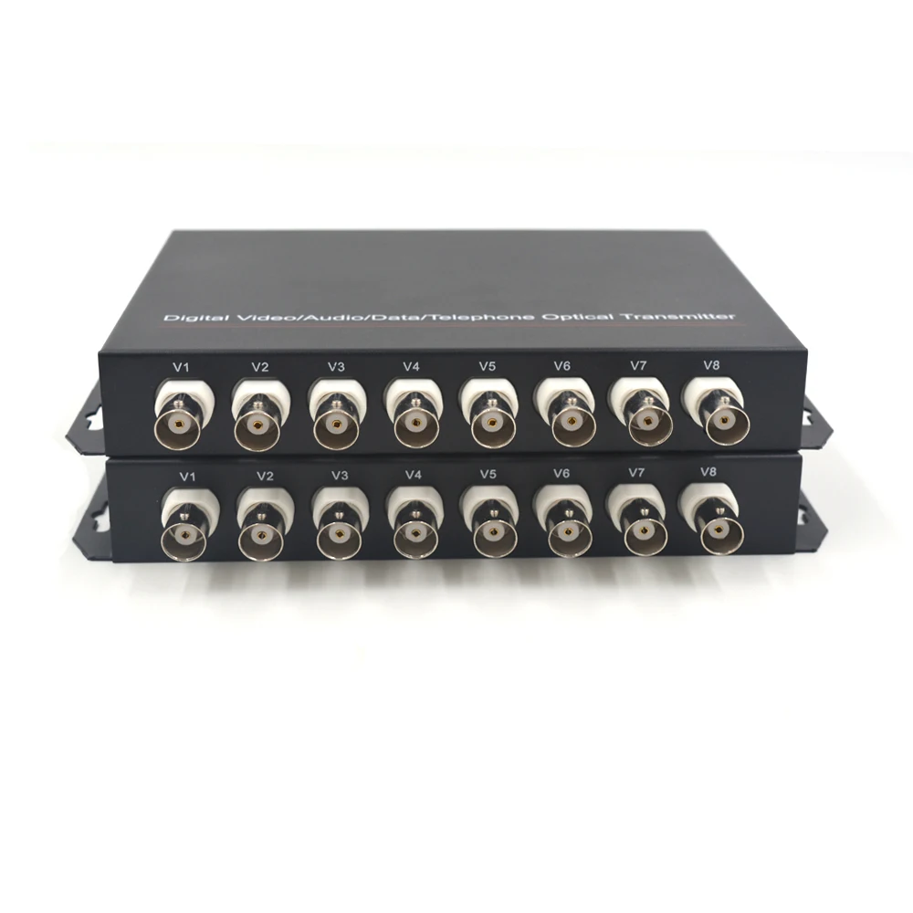 8 port Video Fiber optical Media Converters, Multi mode M/M Fiber optic 2Km 1 Set, FC connector, for Analog Cameras