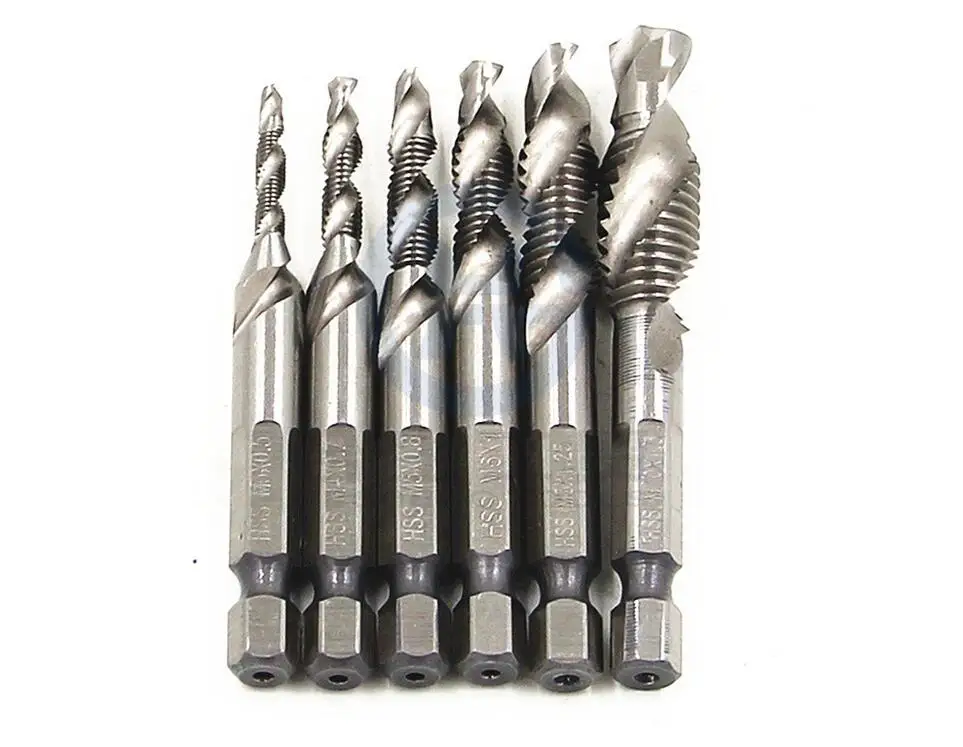 6 Stks/set M3-M10 Multifunctionele Schroef Tap Set Hoge Snelheid Staal Hex Handvat Machine Tikken Gereedschap Boormachine Accessoires