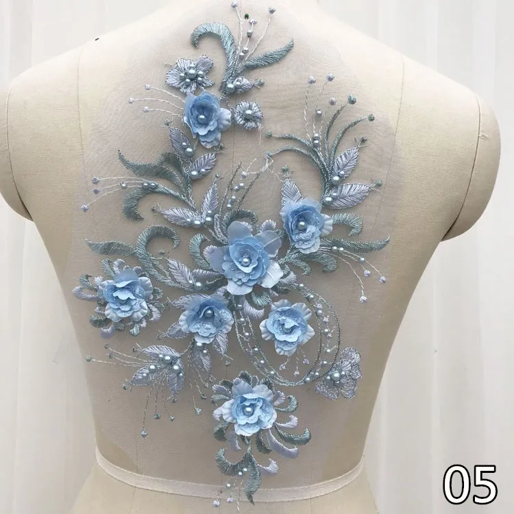 2 Stück/Set Neue Mode Stickerei Perlen Pailletten Spitzenblume, Kinderkleid, Kostüm, DIY Spitzenzubehör 36*21cm RS1868 – Detail 11