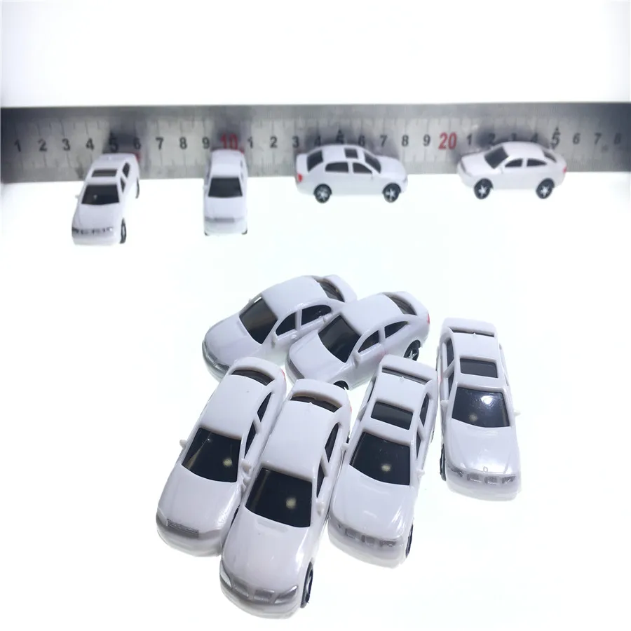 

10Pcs/lot 1:100 Scale Model Miniature White Car For Architecture Plastic Building Model Kits Toy