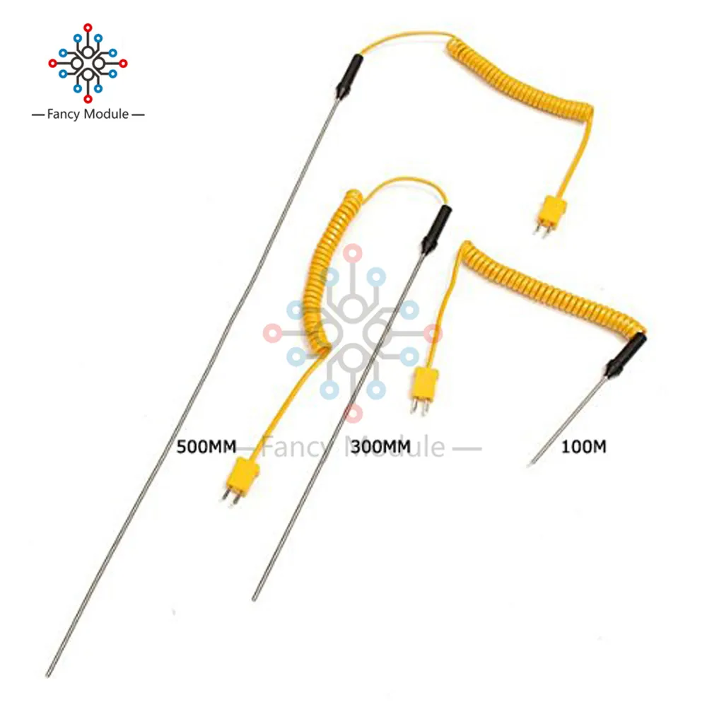 K-Type Thermocouple Stainless Steel Probe Temperature Controller Wire Sensor 100/300/500mm Temperature Sensor