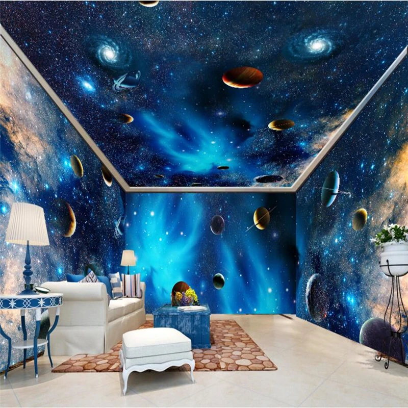 

beibehang Star Space Earth Galaxy Planet House Home Decor papel de parede 3D photo Wallpaper TV Background Mural living room