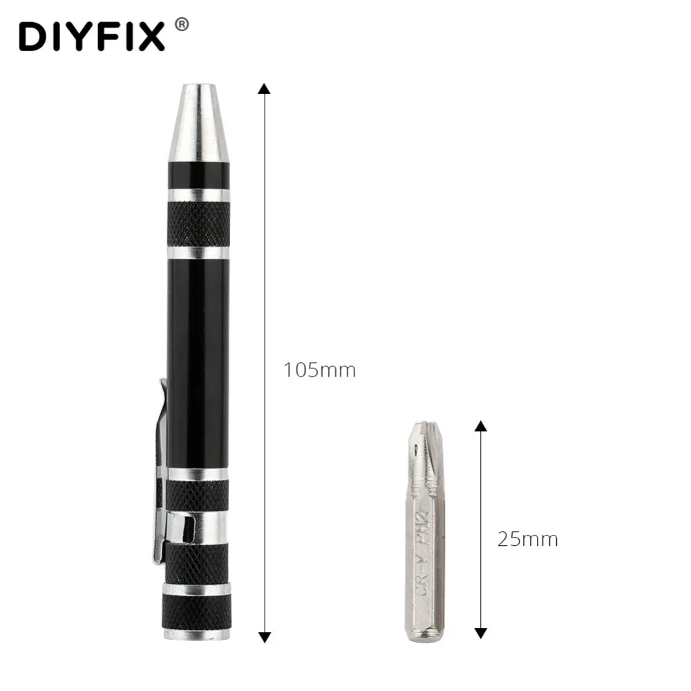 Perbaikan Diy Portable 8 In 1 Screwdriver Aluminium Pen Style Multi Alat Presisi Ponsel Perbaikan Alat Kit Obeng Set bit