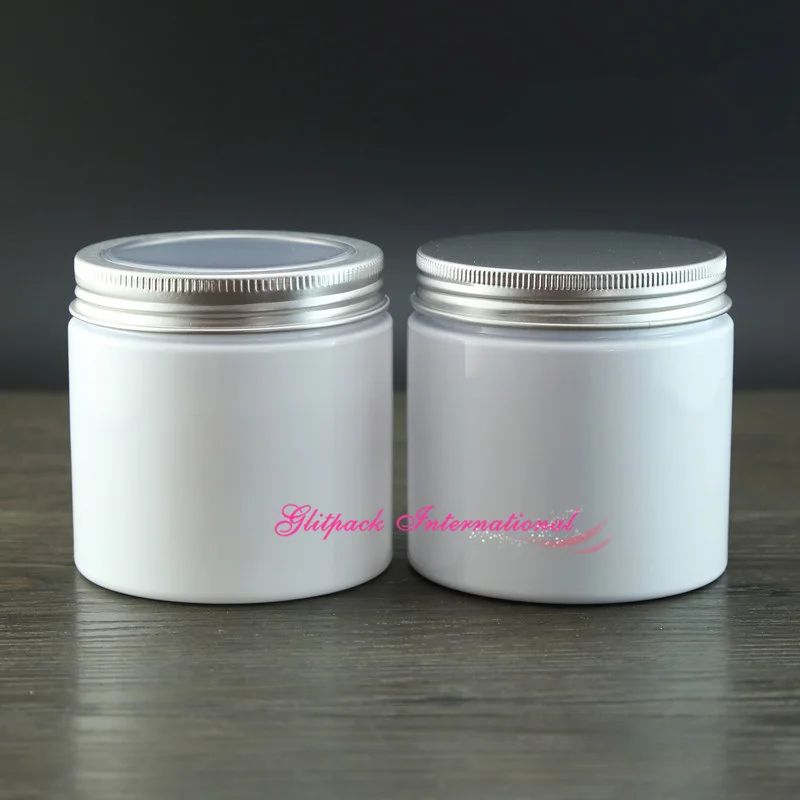 

30pcs/lot PET 200g empty beauty containers 200ml white plastic jars 7ounce packaging design for cosmetics PVC Aluminum View Lids