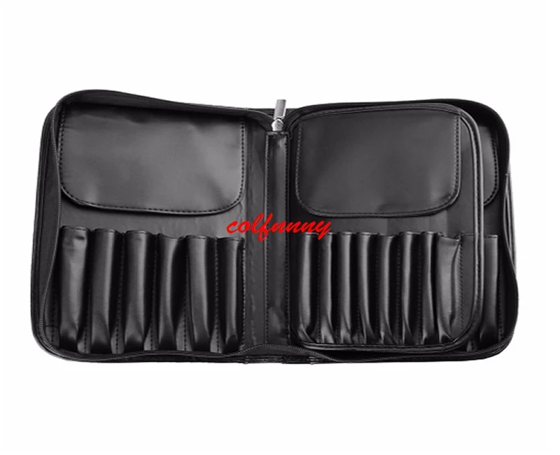 

10pcs/lot Fast Shipping PU leather 29 Pockets Makeup Artist Bags Zipper Holder Brushes Case For Men Women Cosmetic brush Case