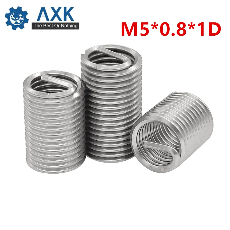 

100pcs M5*0.8*1D Wire Thread Insert Stainless Steel 304 Wire Screw Sleeve, M5 Screw Bushing Helicoil Wire Thread Repair Inserts