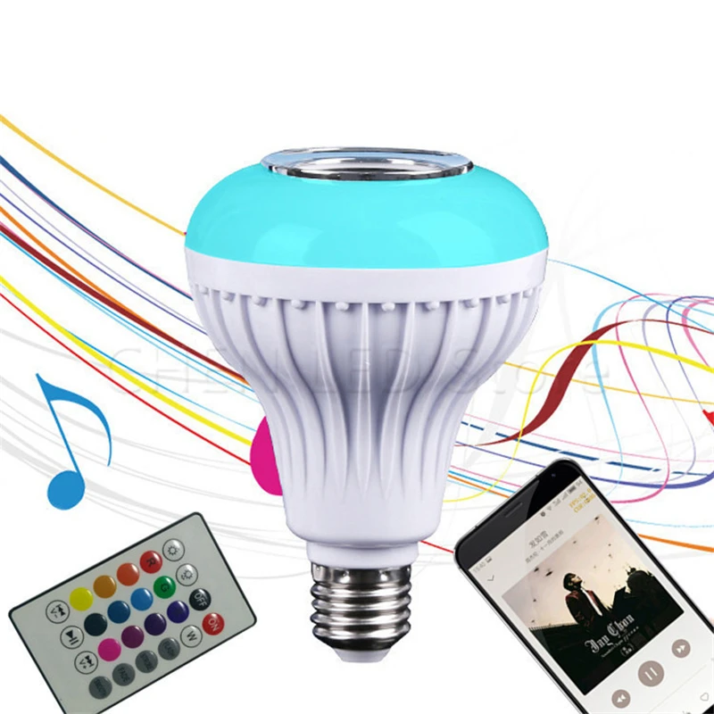 10X RGB RGBW LED Light Bulb E27 12W Wireless Bluetooth Speaker Music Playing Lamp Bulb Lighting Muis Bulb With Remote Controller