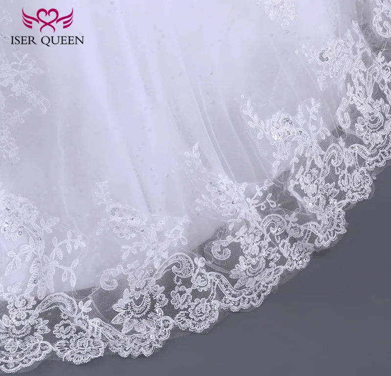 الزنانير المخصصة مع القوس نصف كم حورية البحر فساتين الزفاف الدانتيل يزين حجم كبير فستان الزفاف النساء WX0084 #6