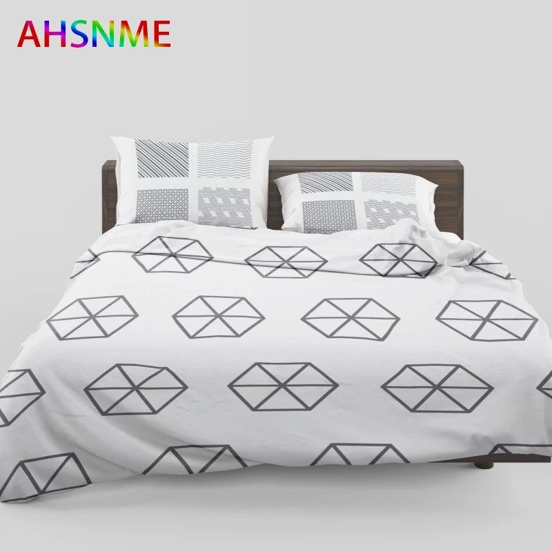 

AHSNME INS Small Fresh Solid Color Simple Quilt cover High-definition Print Bedding Set for RU AU EU Size ropa de cama