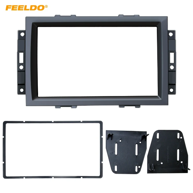 

FEELDO 2DIN Car CD/DVD Stereo Radio Fascia Plate Panel Frame for JEEP Rubicon Compass Panel Dashboard Trim Mount Kit #AM4943