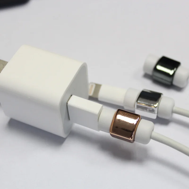 

20pcs/lot Gold Silver Plating USB Charger Cable Protector Colorful Earphones USB Data Cable Cover For iPhone 7 6s 6 5 5s