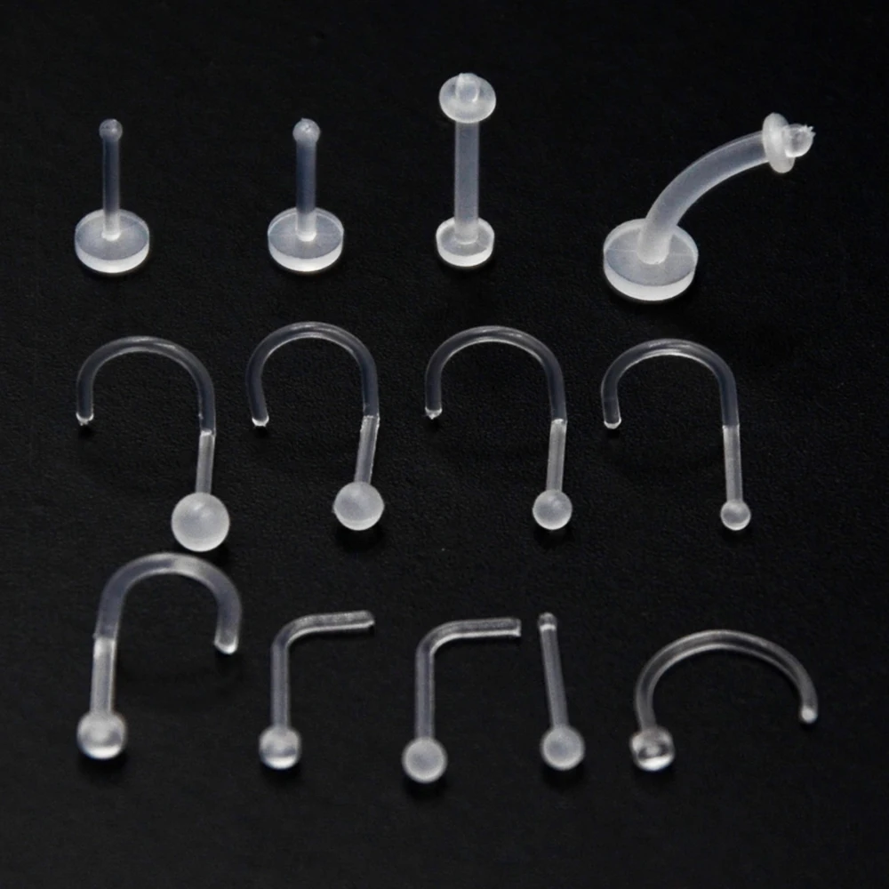 10Pcs/lot Bioplast Flexible Nose Lip Ring Labret Earring Eyebrow Ring Belly Ring Nose Studs Cartilagem Body Piercing Jewelry