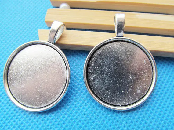 

Free Shipping 100pcs Round Frame Base Bezel Setting Tray Pendant Charm/Finding,fit 25mm Cabochon/Picture/Cameo,Big Bail Hook