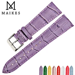 Maikes-本革の時計バンド,高品質,美しい紫色のアクセサリー,12mm,14mm,16mm,17mm,18mm,19mm,20mm,22mm