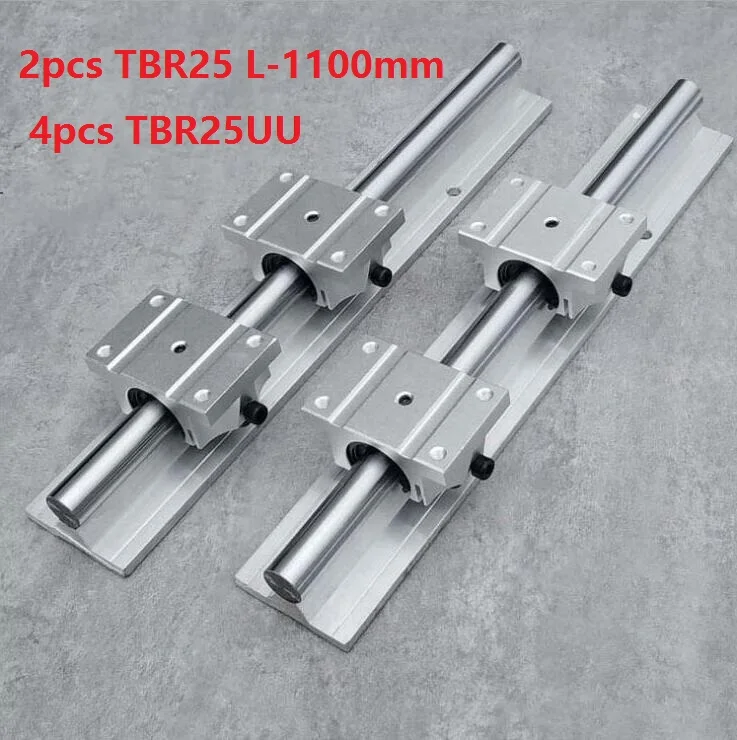 

2pcs TBR25 L-1100mm support rail linear guide + 4pcs TBR25UU linear bearing blocks for CNC router parts