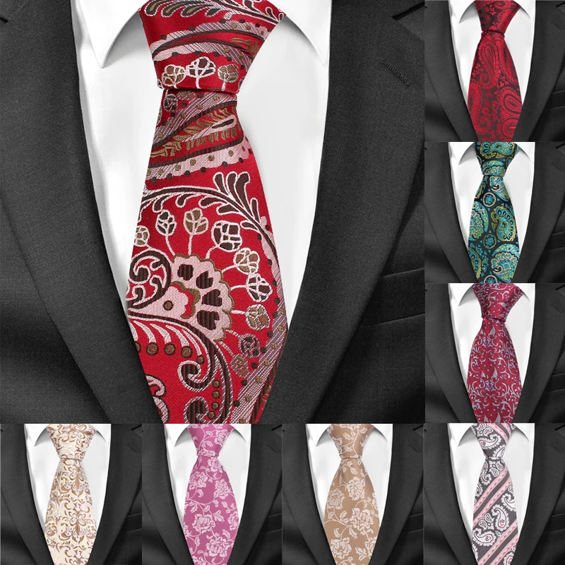 

New Casual Floral Ties Jacquard Classic Necktie For Men Suits Mens Business Neck Tie Cravats 8cm Width Groom Neckties