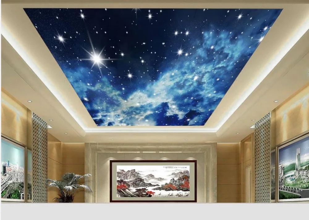 

Modern blue sky ceiling frescoes tv backdrop mural wallpaper Ceiling murals wallpaper 3d room wallpaper landscape