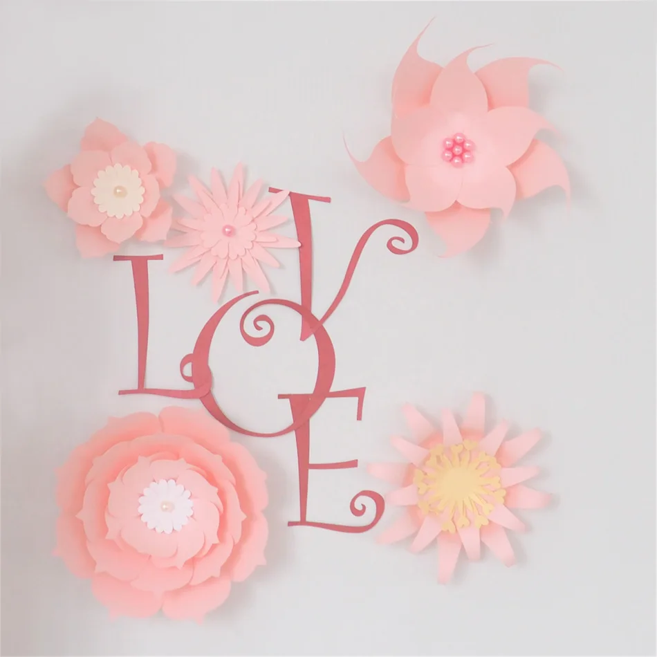 Cardstock Baby Pink Fleur DIY Paper Flowers Letter Kit 4 Nursery Wall Deco Baby Shower Girls Room Birthday Backdrop