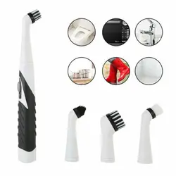 Multifunction Electric Sonic Scrubber Super Cleaning Brush Household Cleaner Brush 4 Brush Heads NEW