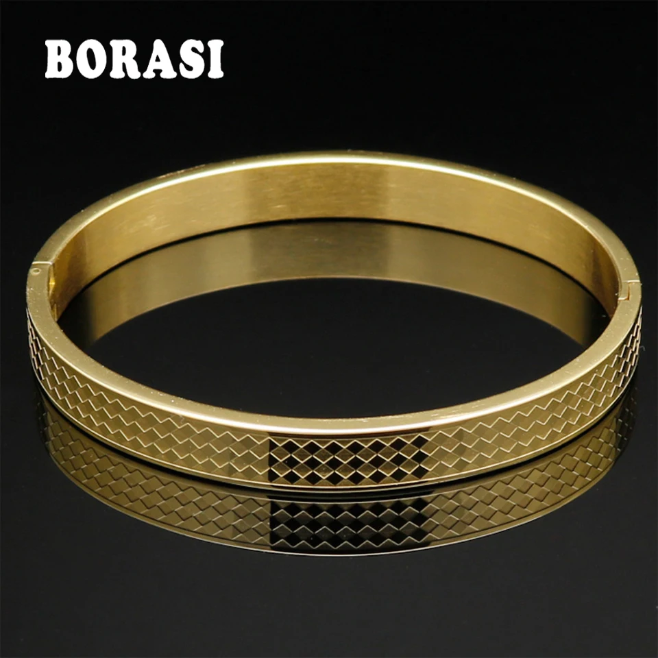 European Fancy Style Gold Color Love Couple Bracelet Stainless Steel Women Men Jewelry Trendy Brand Bracelets & Bangles