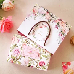 21*14*5cm 5pcs spring rose in garden Cookie mooncake Gift Paper Box and bag Macaron Chocolate Snacks Sweet Candy Storage Boxes