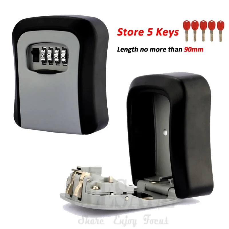 

New Wall Mounted Key Safe Storage Box With 4-Digital Combination Lock Metal Secret Box Key Hidden Organizer