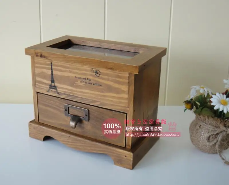 zakka do the old wooden wood vintage wooden storage cabinets glass cosmetic perfume clamshell cabinet