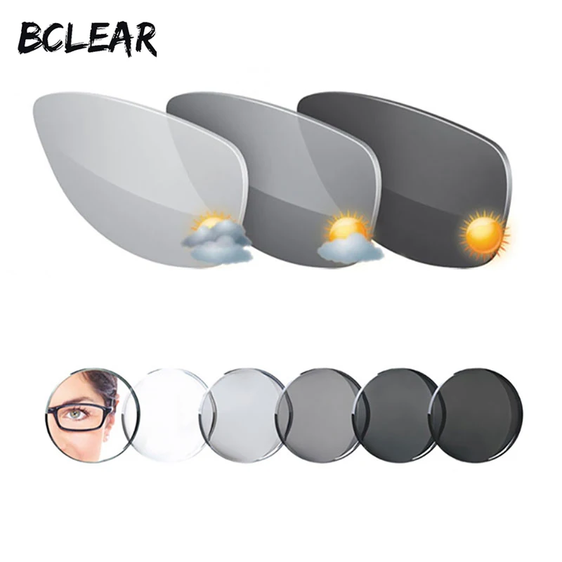 BCLEAR-gafas de sol fotocromáticas 1,56, lentes ópticas para miopía, presbicia, lentes de visión única, camaleón gris y marrón