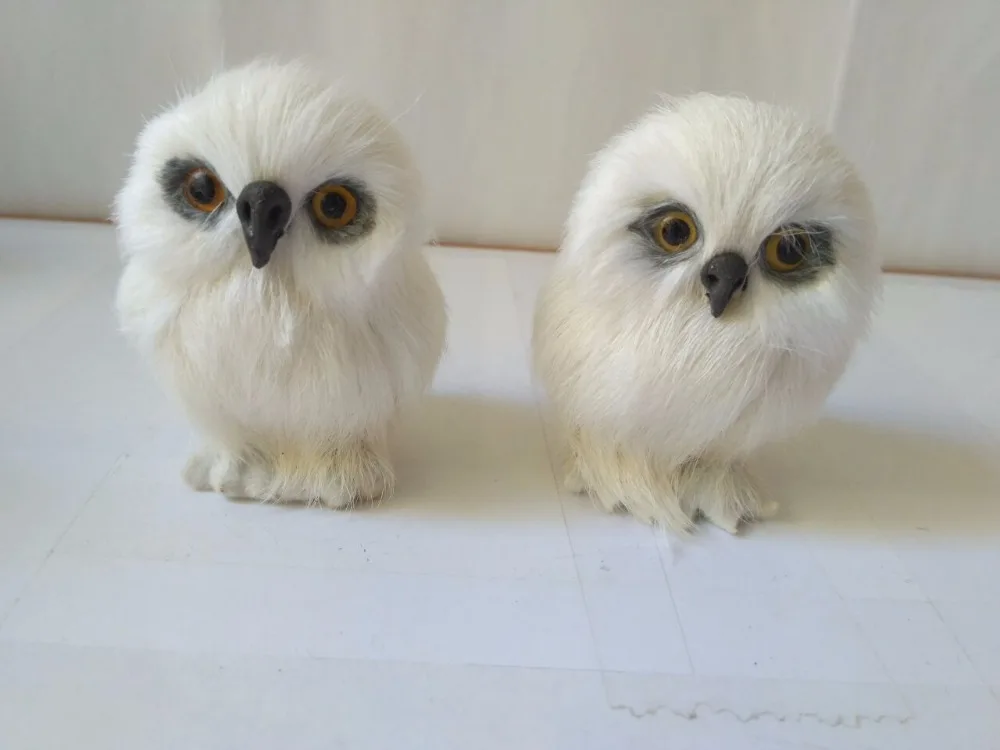 mini 7x6cm white owl model one lot / 2 pieces ,polyethylene&furs simulation night owls prop handicraft decoration gift a1788