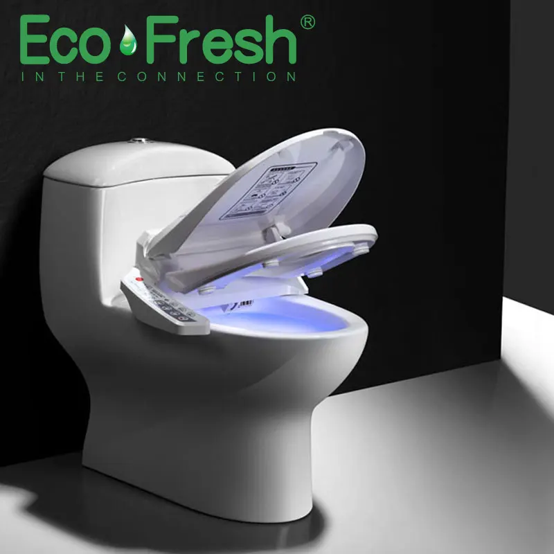 Ecofresh Smart toilet seat Elongate Electric Bidet cover heat led light wash dry massage man woman child oldman