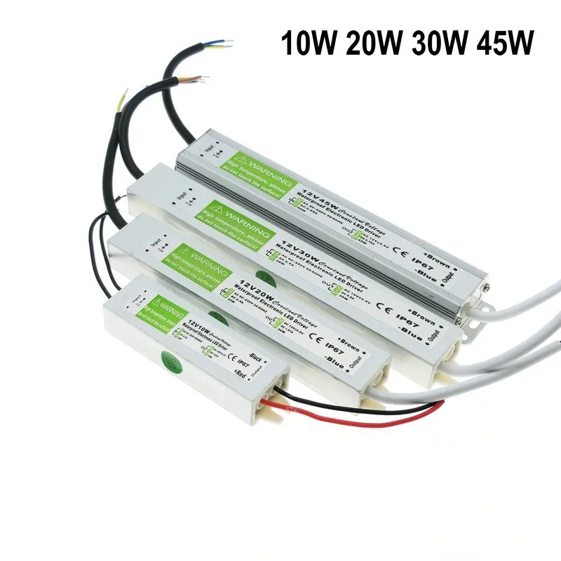 

DC 12V LED Power Supply Waterproof IP67 Transformer 10W 20W 30W 45W AC to DC Adapter Driver for Outdoor Garden Strip Lights