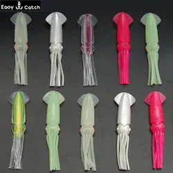 10pcs 15cm Mixed Color Soft PVC Plastic Squid Fishing Lures Saltwater Fishing Big Luminous Artificial Squid Skirts Bait