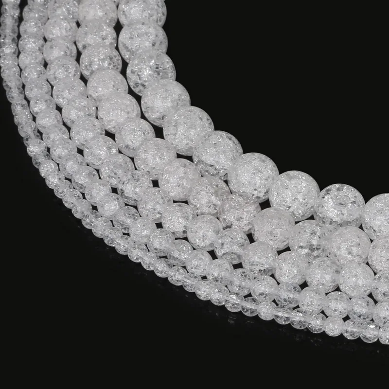 Pick Size 4 6 8 10 12mm Natural Loose Snow Cracked Round White Crystal Quartz Rock Spacer Beads For Jewelry DIY