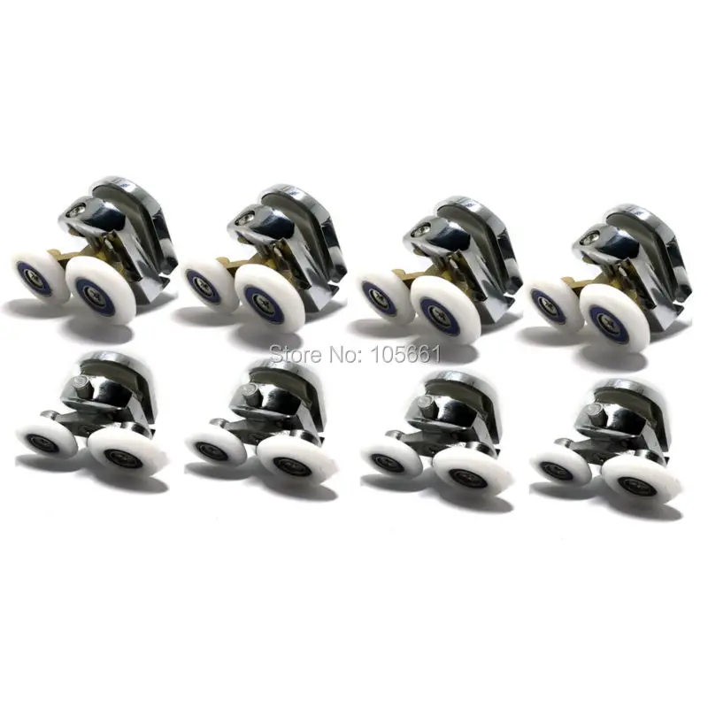 

8X Zinc Alloy /Copper Top& Bottom Shower Door Twin Wheels Rollers Runner 25mm