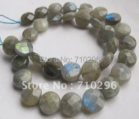 Loose stone Beads Labradorite Beads12mm Faceted Coin stone Jewerly Beads,15