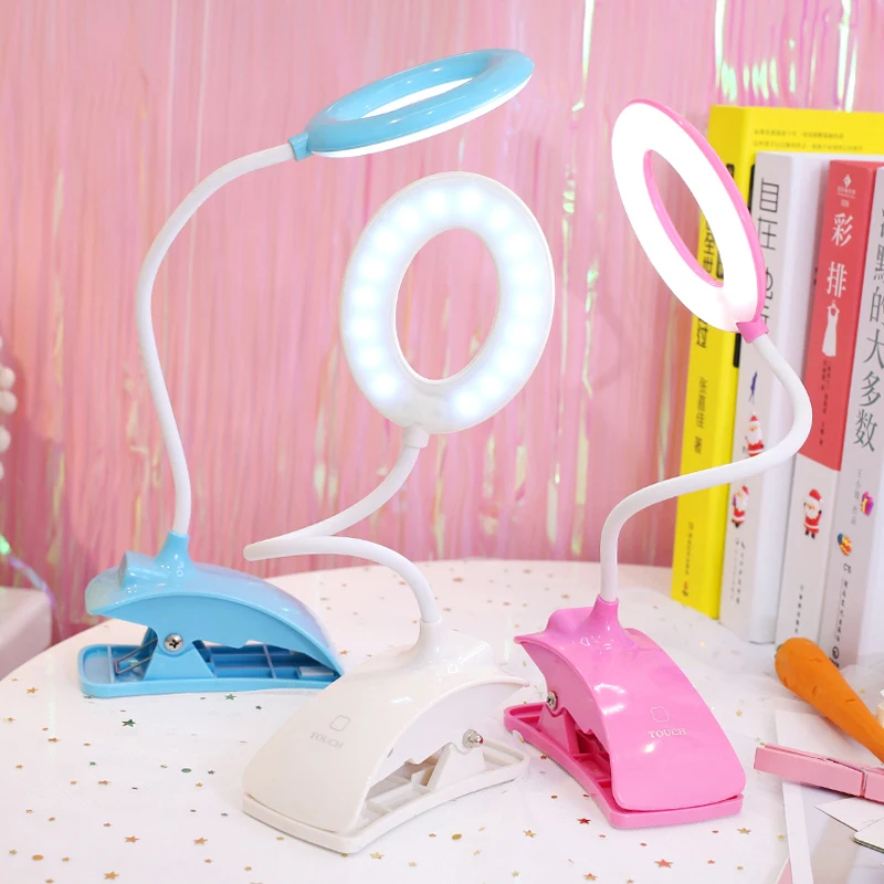 Girls rechargeable LED lamp reading table, bedroom bedside clip clip Mini student night light