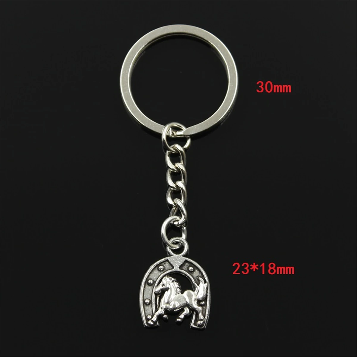 Fashion Horse Lucky Horseshoe 23x18mm Pendant 30mm Key Ring Chain Silver Color Men Car Gift Souvenirs Keychain Dropshipping