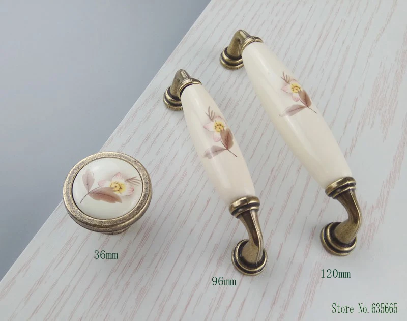 Rural Ceramics Handle For Furniture Hardware  Door Drawer Knobs Wardrobe Kitchen Cabinets Cupboard Dresser Push Pulls Handles