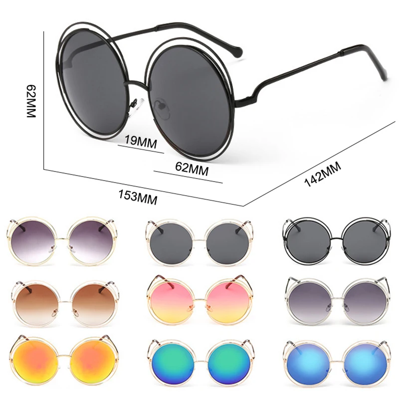 Psacss Round Vintage Sunglasses Women Oversized Retro Brand Designer Sun Glasses Women\'s Mirror Lunette De Soleil Femme UV400