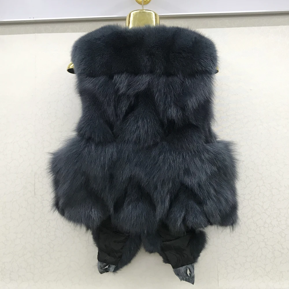 2024 Hot Sale Women 100% Genuine Real Fox Fur Vest Natural Soft Fox Fur Sleeveless Jacket Lady Quality Warm Real Fox Fur Gilet