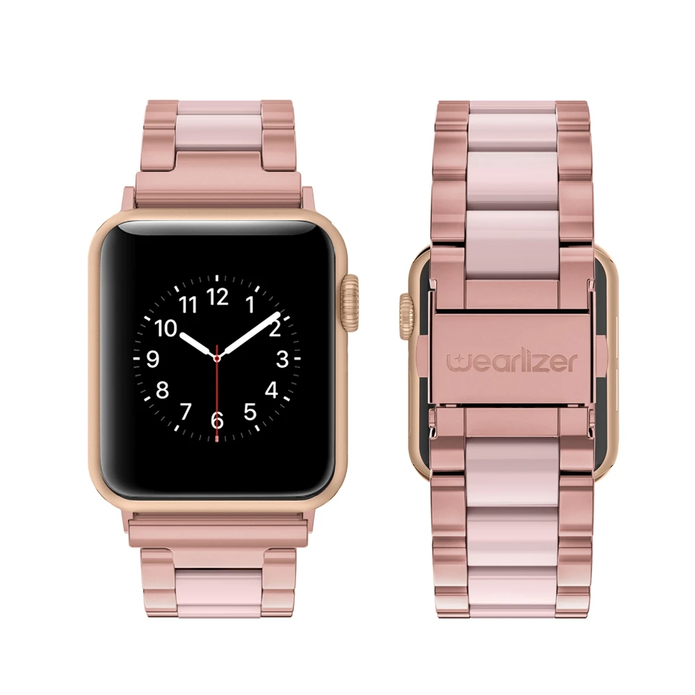 Wearlizer for Apple Watch Band Stainless Steel 40mm 41mm 45mm 44mm Butterfly Strap for Apple Watch Series 8 7 SE 6 5 4 3 2 1