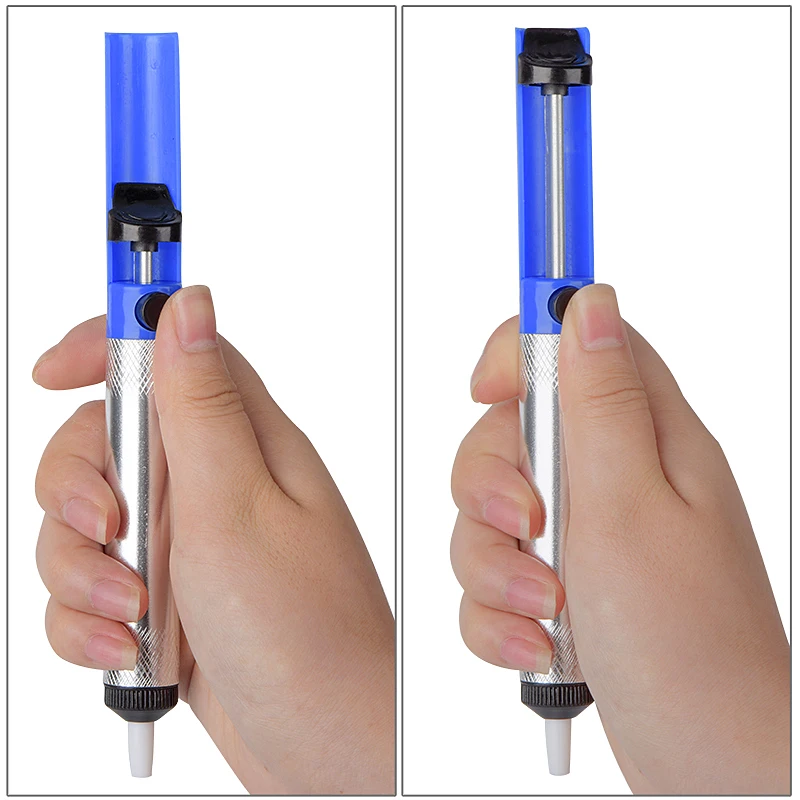 JCD Soldering Iron Pumpit Desoldering Pumps Aluminium Solder Sucker Tool Removal Device Blue Vacuum Soldering Iron Desolder