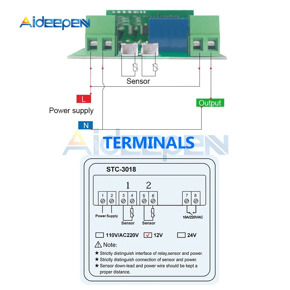 STC-3008 STC-3018 STC-3028 Dual Digital Temperature Humidity Controller Thermostat 10A With NTC Sensor Probe Thermoregulator