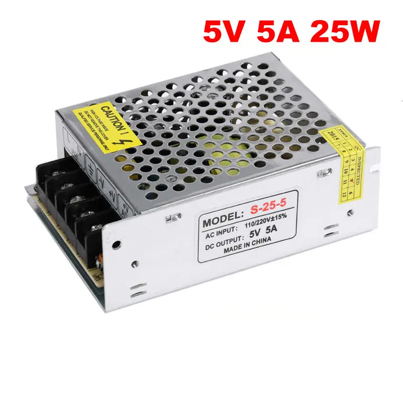 DC 5V 5A Driver LED Switching Power Supply 5V 25W LED Driver 25W Aluminum AC 110V 220V to 5V Lighting Transformer for LED Light