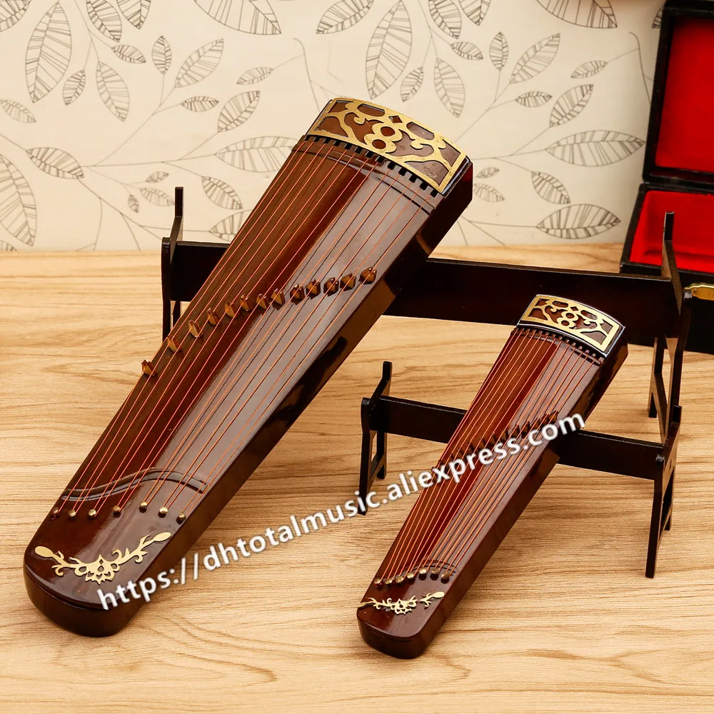 Miniature Guzheng Model Replica with Stand and Case Mini Zither Mini Musical Instrument Ornaments Chinese Traditional Gifts