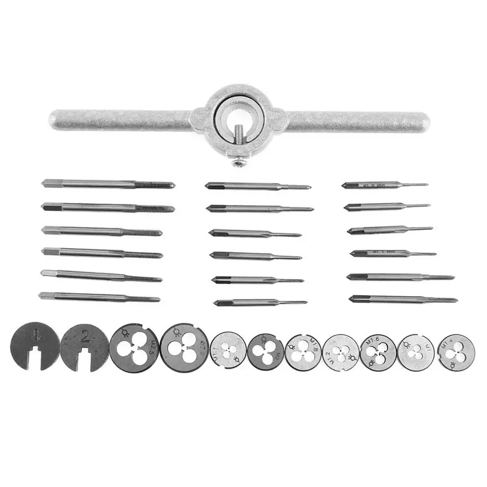 30pcs/lot precise Metric NC Screw Tap & Die External Thread Cutting Tapping Hand Tool Kit with HSS Screw Plugs Taps