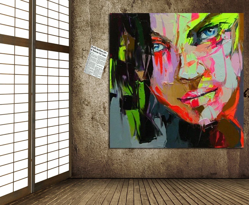 large canvas Handpainted Beauty Art Modern  Oil painting Charming Lady face Pictures On Canvas Wall Art  Portraits Pictures