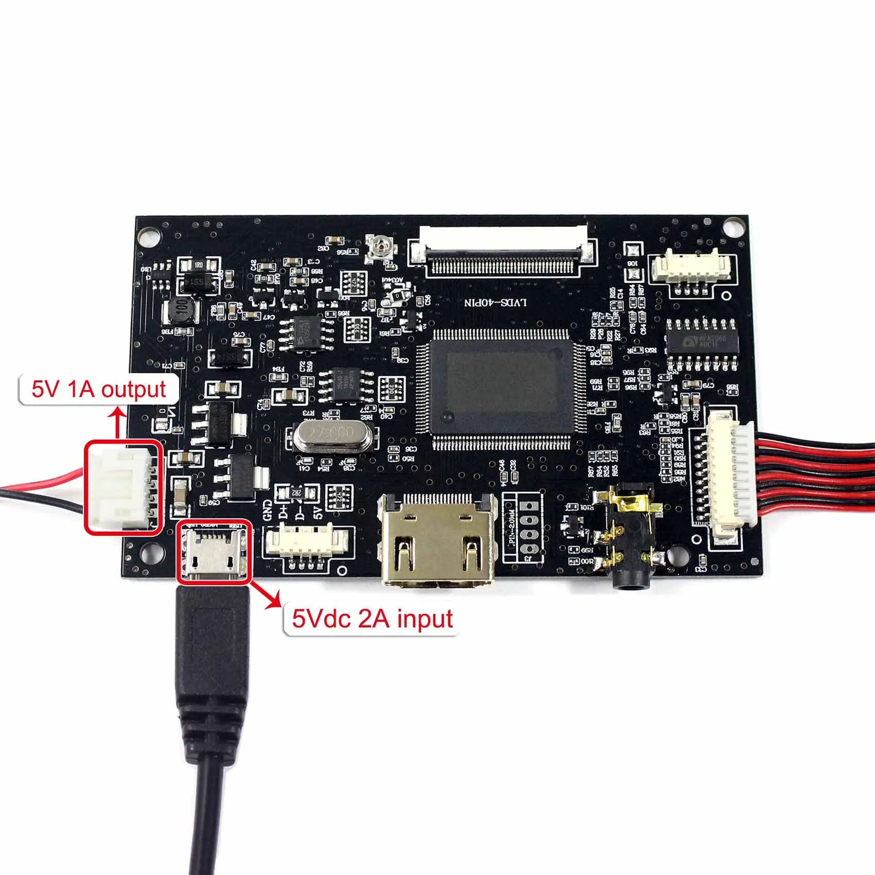 لوحة تحكم عالية الدقة مع شاشة LCD مقاس 7 بوصات ، 1024 × 600 ، 40 سنًا ، AT070TNA2 ، متوافق مع Raspberry Pi