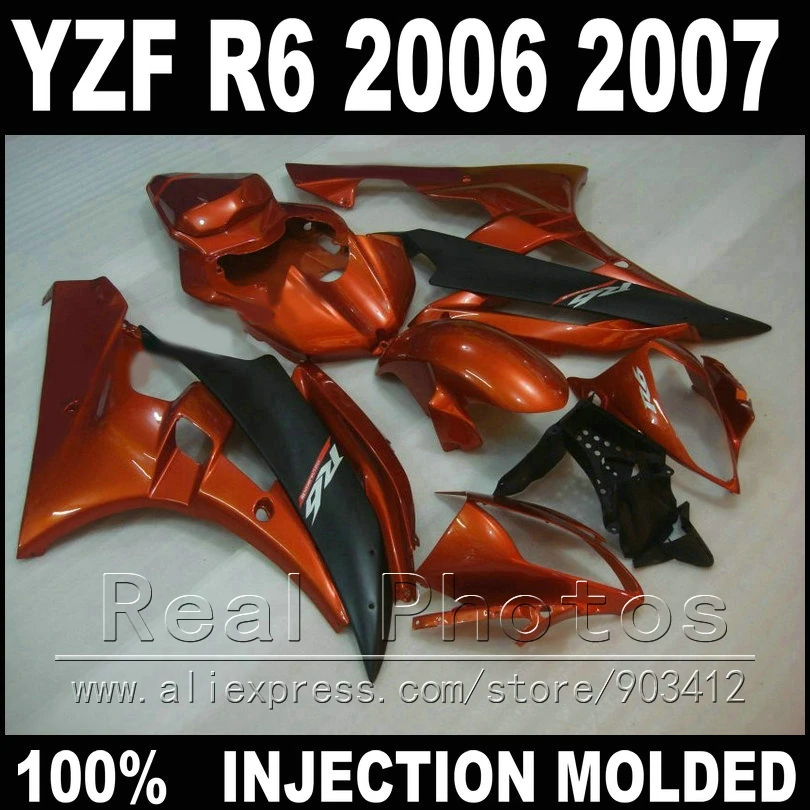 7 gifts motorcycle parts for YAMAHA R6 fairing kit 06 07 Injection molding marroon  matte black 2006 2007 YZF R6 fairings