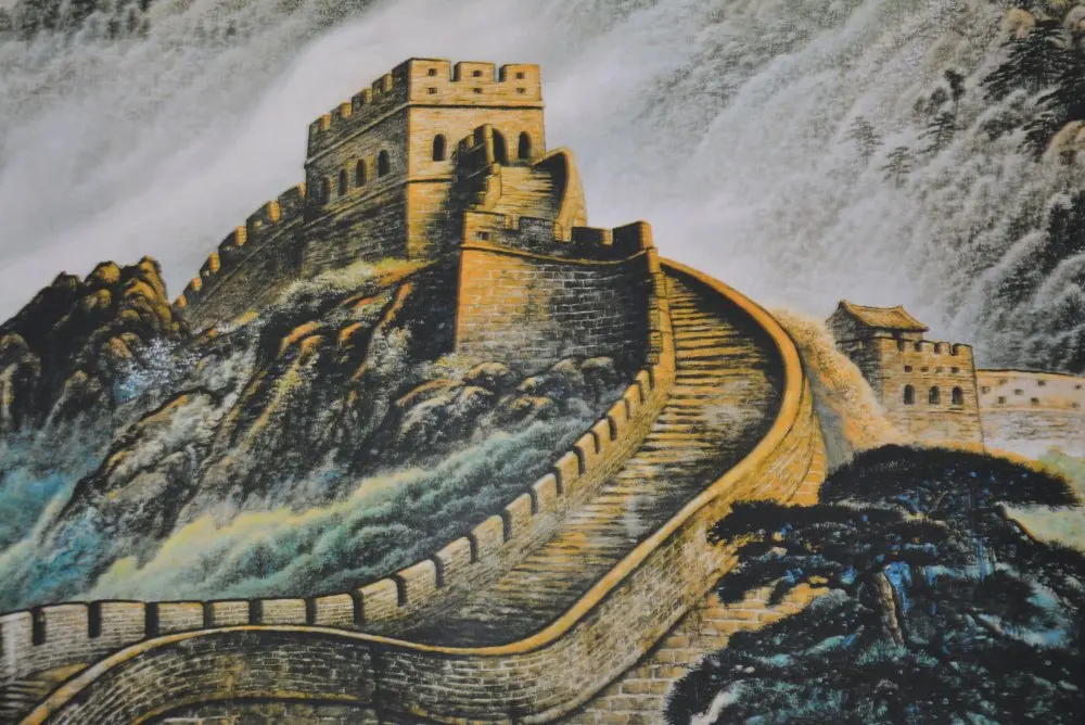 Hand-painted Chinese paintings, long axis of the Qing Dynasty in China,the Great Wall,Free shipping